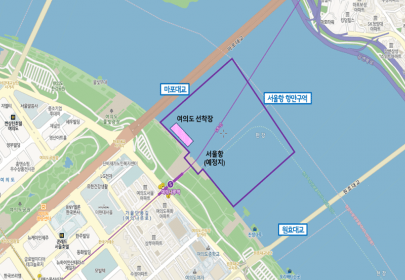 <여의도 선착장 및 서울항 위치도>