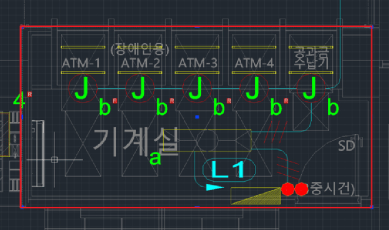해당 실 아웃라인 선택
