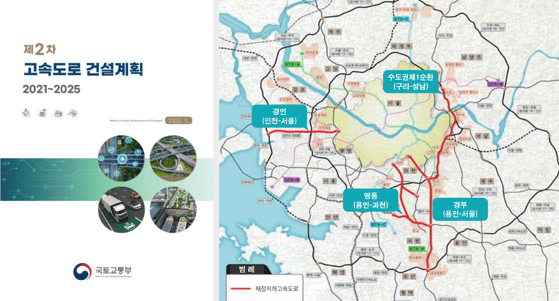 제2차 고속도로 건설계획에 반영된 4개 지하 고속도로 사업