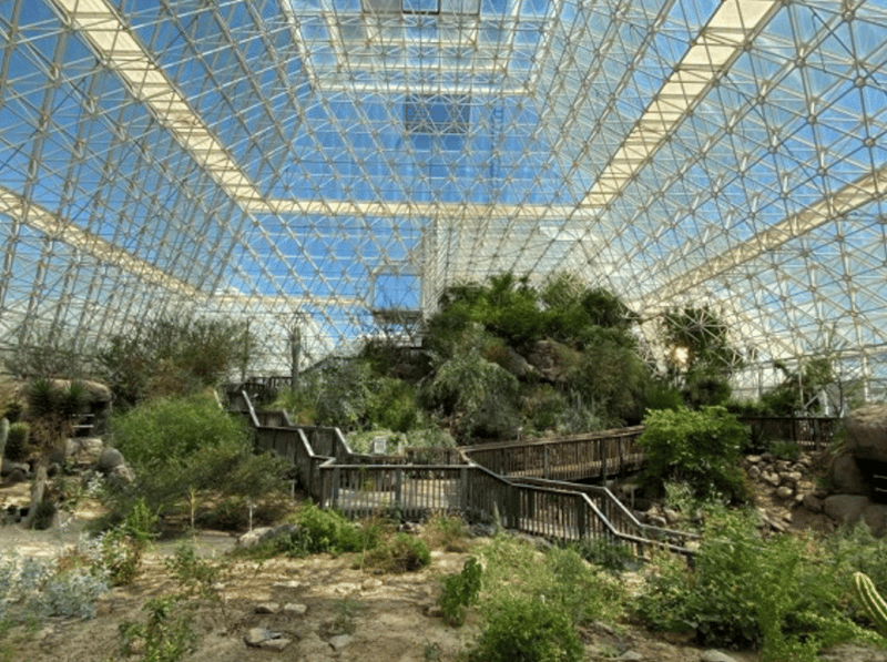 지구와 별도의 독립적인 생태계를 조성한 실험인 ‘Biosphere 2’ 내부 열대우림(Tropical Rainforest)의 모습.